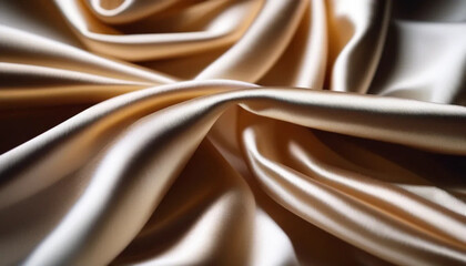 Fototapeta premium Beige shining draped satin as a background 