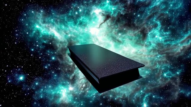 product display podium, an empty flat display podium platform out of Caron Fiber in the universe covered by nebula galaxy, ad, podium platform, product presentation space