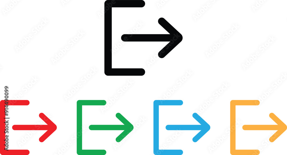 Poster exit icon set in various colors . log out icon . vector illustration