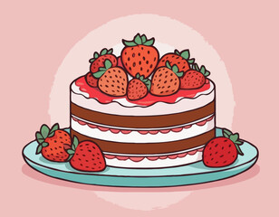 Cake with strawberries 