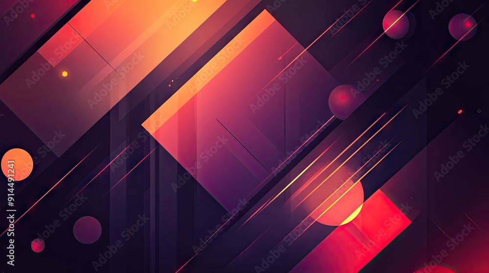 Poster abstract background with a red-purple gradient and geometric shapes, perfect for dynamic and modern 