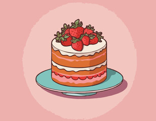Cake with strawberries 
