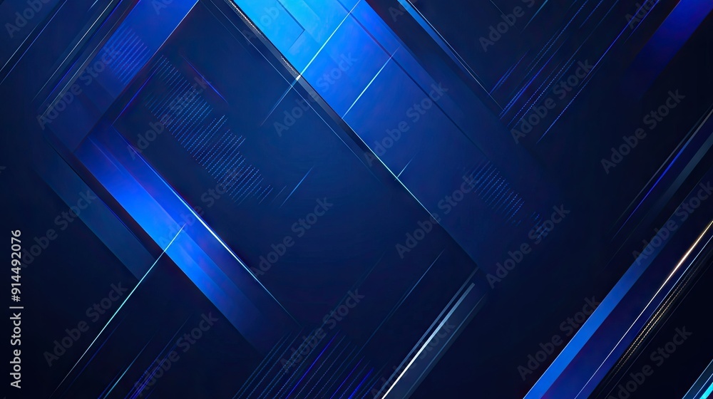 Poster abstract blue background with modern geometric lines and shiny gradients. suitable for futuristic te