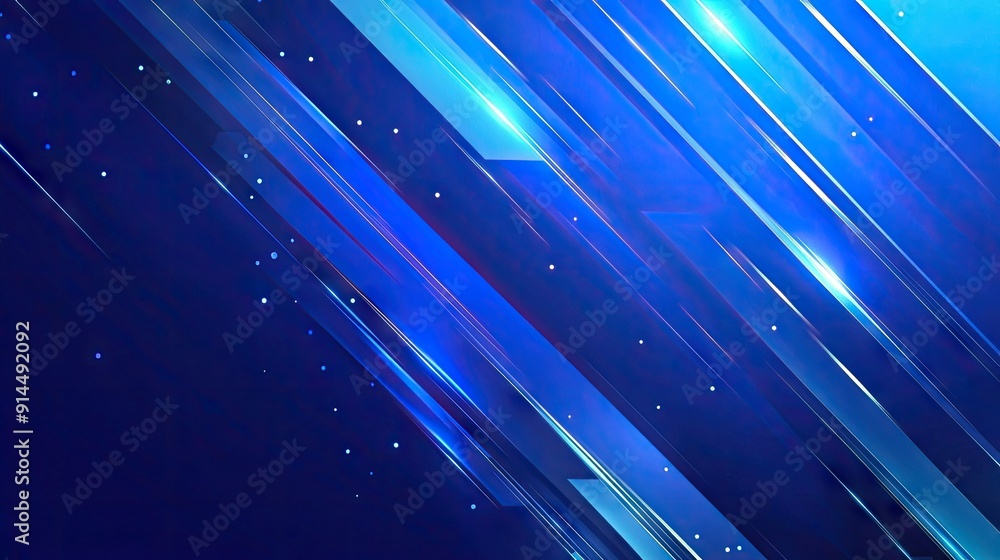 Poster abstract blue background with modern geometric lines and shiny gradients. suitable for futuristic te
