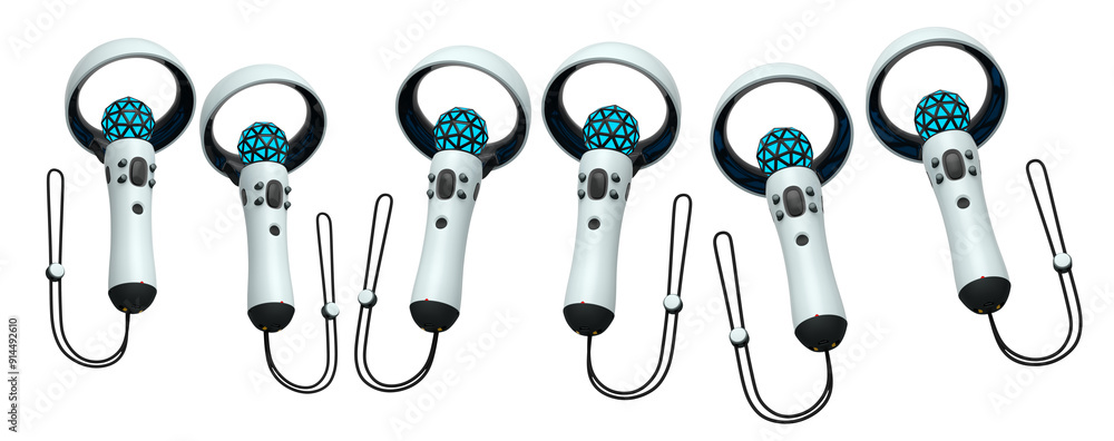 Poster virtual reality controllers for online and cloud gaming isolated on white background with clipping p