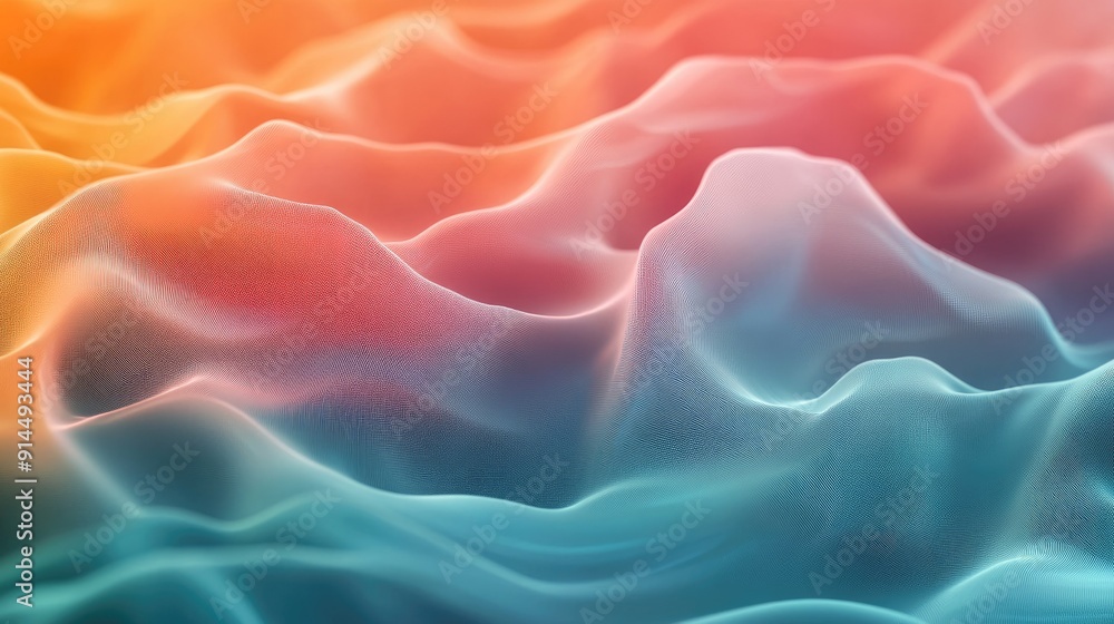 Poster abstract fluid design with minimal wavy lines and soft color transitions, perfect for contemporary a
