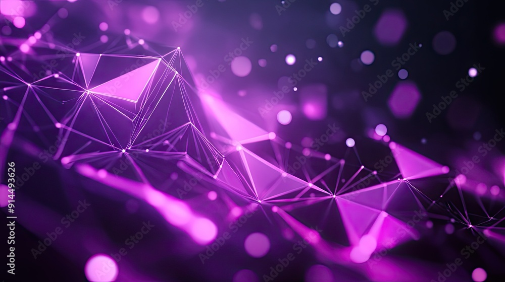 Poster abstract geometric background with bright violet triangular cells and polygons, creating a modern di
