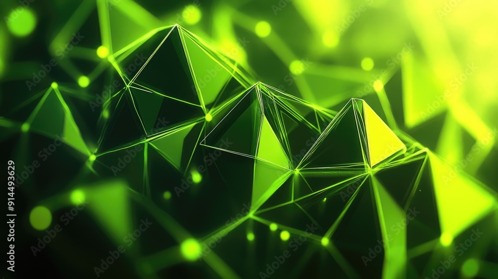 Aufkleber abstract geometric background with bright green triangular cells and polygons, creating a bold digit