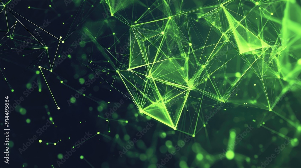 Aufkleber abstract geometric background with bright green triangular cells and polygons, creating a bold digit