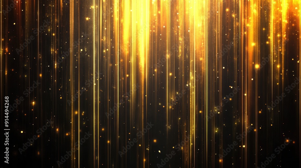 Aufkleber abstract gold vertical lines with lighting effect and sparkle on dark background, perfect for high-e