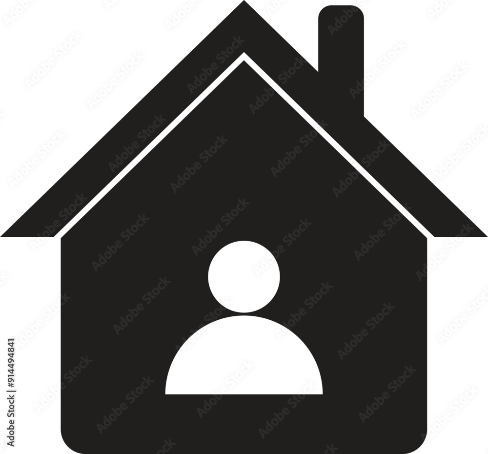 Poster user icon in home isolated on white background . home with profile icon vector