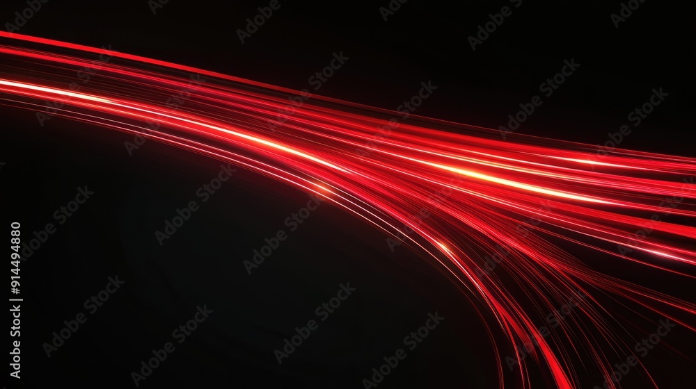 Poster abstract red light speed curve with dynamic motion on a black background, creating a vibrant and ene
