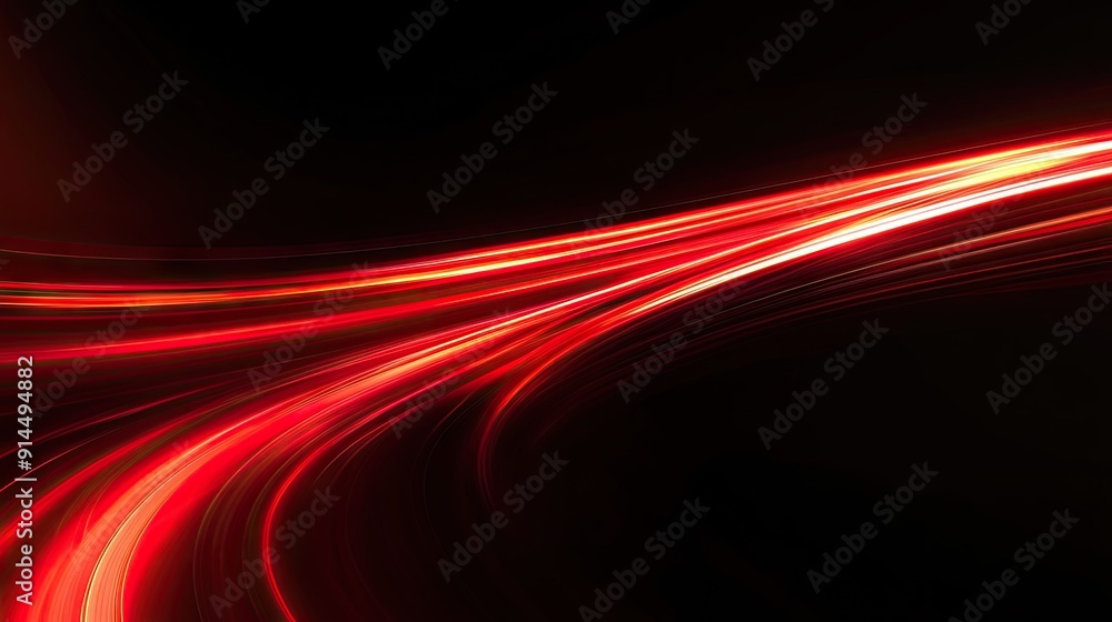 Poster abstract red light speed curve with dynamic motion on a black background, creating a vibrant and ene