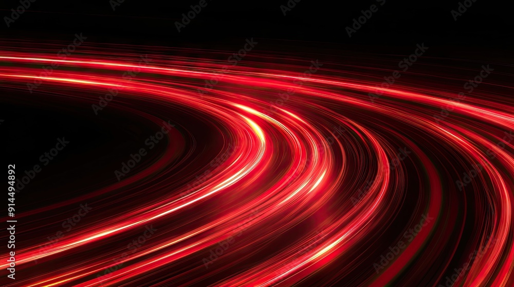 Poster abstract red light speed curve with dynamic motion on a black background, creating a vibrant and ene