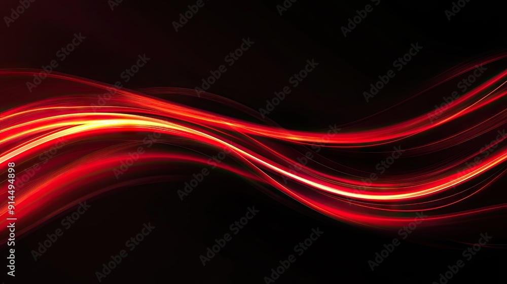 Poster abstract red light speed curve with dynamic motion on a black background, creating a vibrant and ene