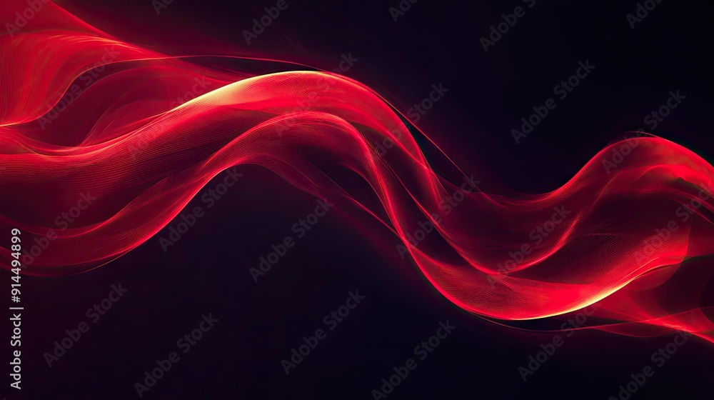 Poster abstract red light with fast, curving motion on a dark backdrop, perfect for creating visually dynam