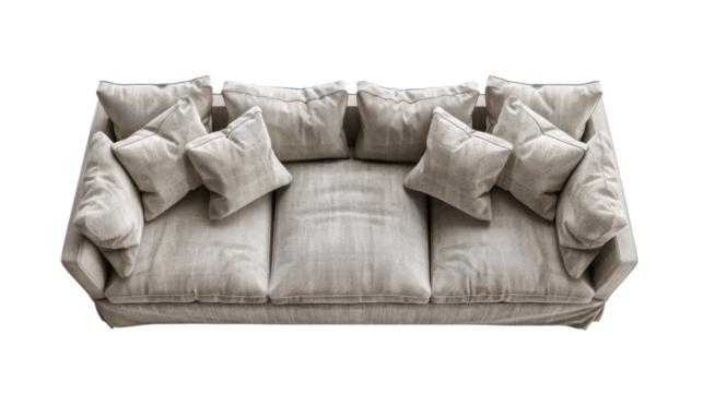 sofa top view on transparent background
