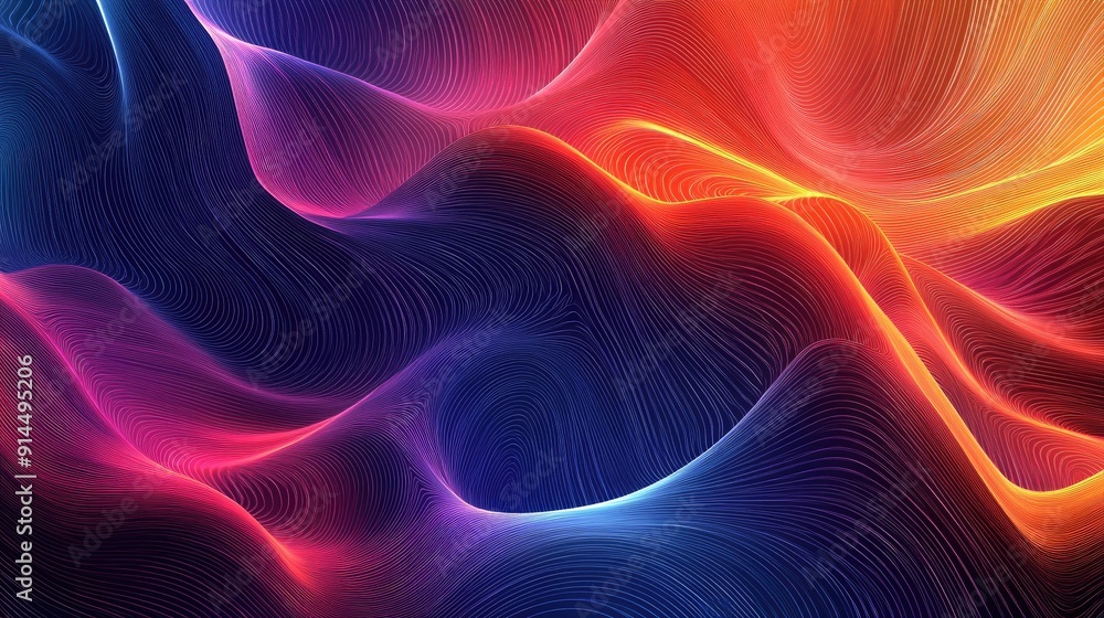 Poster abstract vector background with flowing gradient wave lines, ideal for sophisticated and clean desig