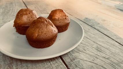 Chocolate chip muffins on the table.