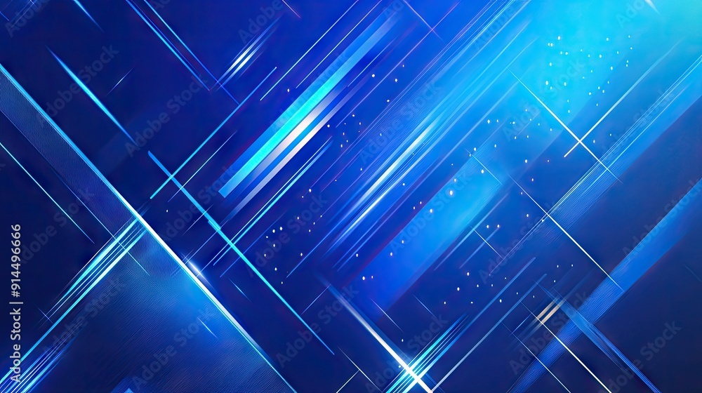 Poster blue abstract background with geometric lines pattern and shiny blue gradient. futuristic technology