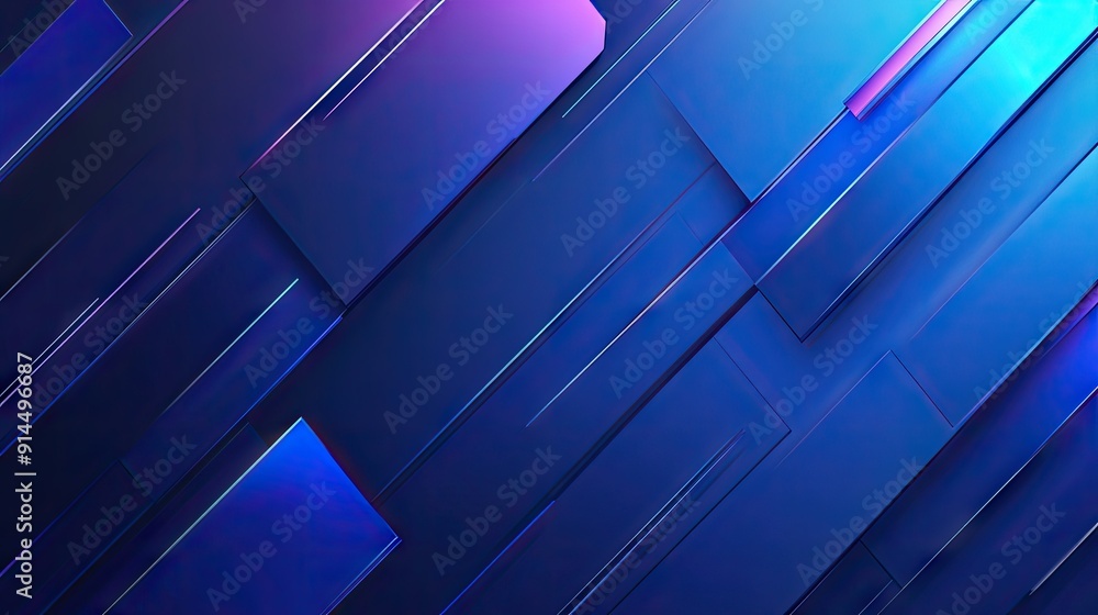 Poster blue abstract background with geometric lines pattern and shiny blue gradient. futuristic technology