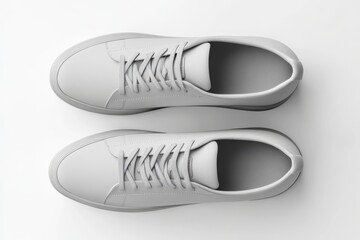 Top view of white sneakers pair on white background