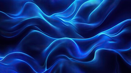 Obraz premium Blue neon background with soft, elegant waves for a premium look. Suitable for wallpapers, banners, and posters.