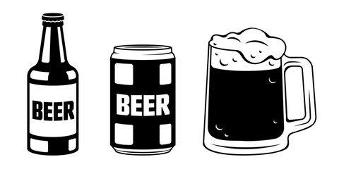 Beer glass vector. Beer silhouette.