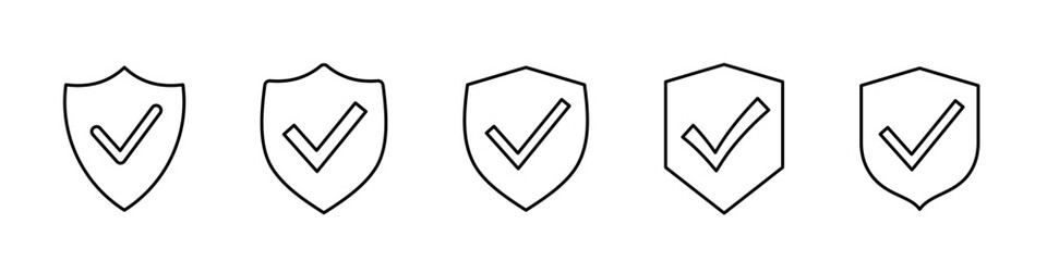 Shield check mark. Shield icon