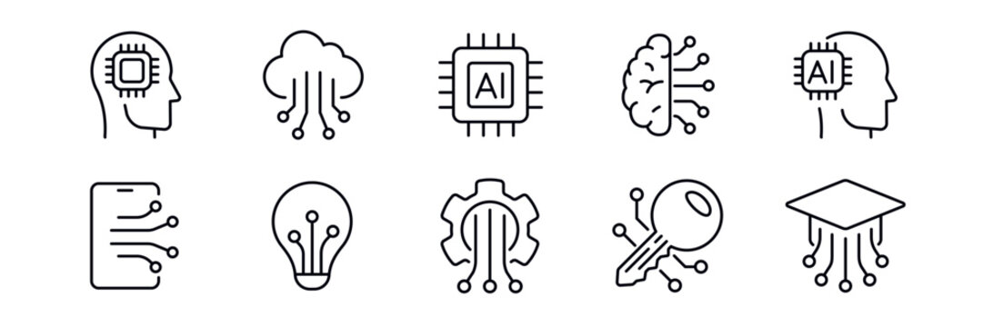 Artificial intelligence icon set. Ai icon.