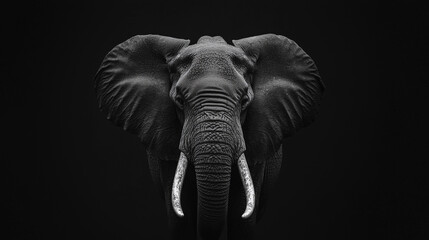 Fototapeta premium Majestic Silence: Detailed Elephant Portrait in Black and White. Generative AI