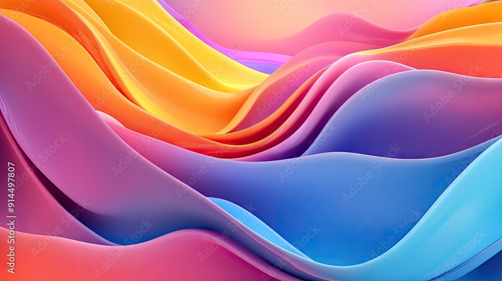 Poster bright 3d abstract background featuring colorful layers and wave effects, ideal for modern and vibra