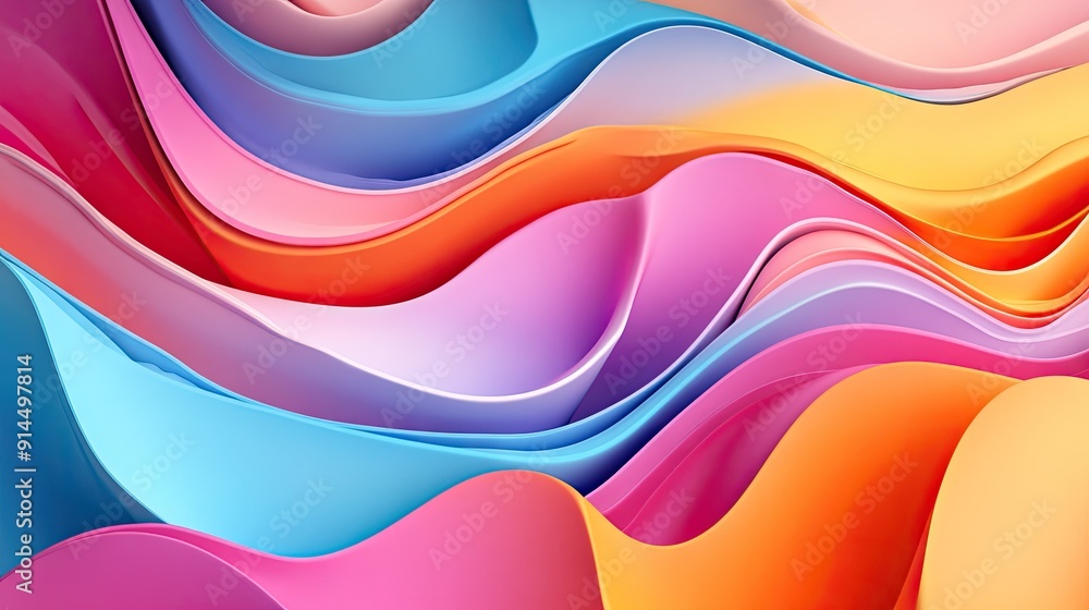 Poster bright 3d abstract background featuring colorful layers and wave effects, ideal for modern and vibra