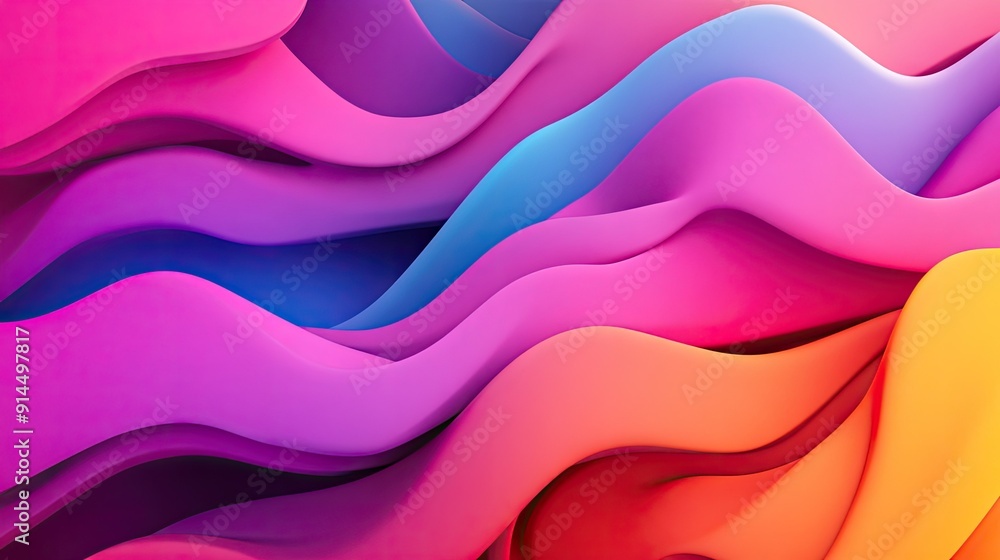 Poster bright 3d abstract background featuring colorful layers and wave effects, ideal for modern and vibra
