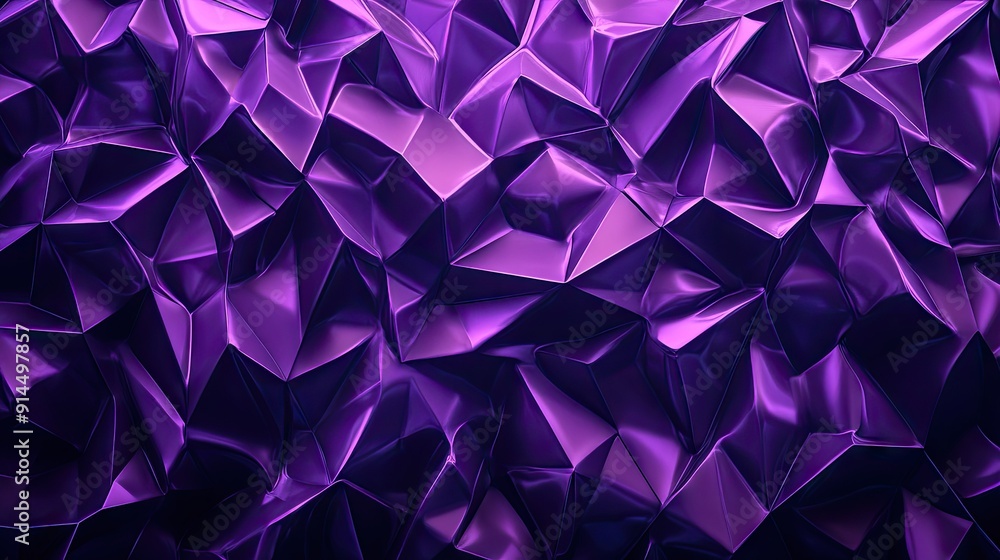 Poster bold violet digital illustration with geometric triangular cells and polygons, offering a dynamic an