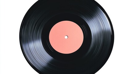A close-up of a black vinyl record with a pink disc, perfect for music-related uses