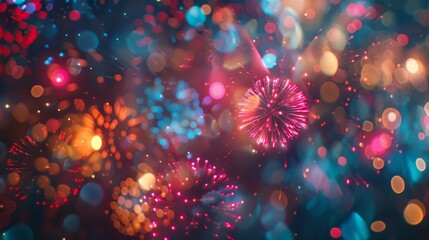 Fireworks with abstract bokeh. AI Generated