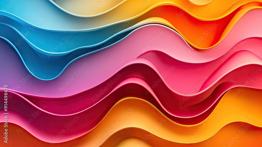 Poster colorful 3d abstract background with layered waves and modern design, ideal for creating vibrant and