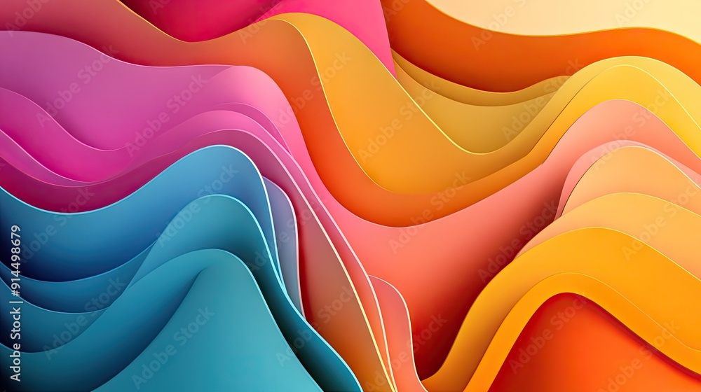 Poster colorful 3d abstract background with layered waves and modern design, ideal for creating vibrant and