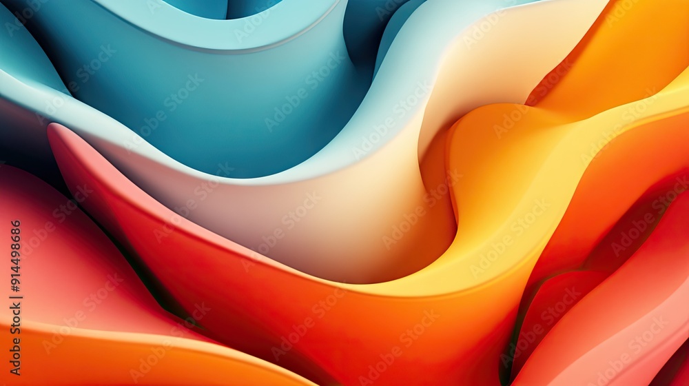 Poster colorful 3d abstract background with layered waves and modern design, ideal for creating vibrant and