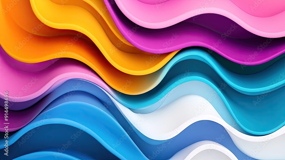 Aufkleber colorful 3d abstract background with overlapping layers and wave effects, creating a clean and moder