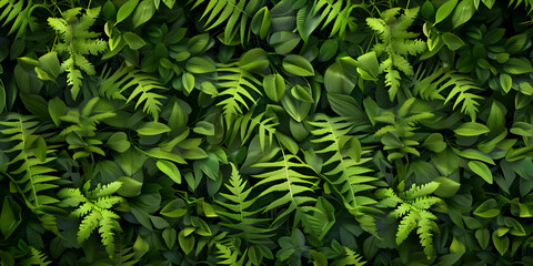 Lush Green Fern Leaves Creating a Natural Background