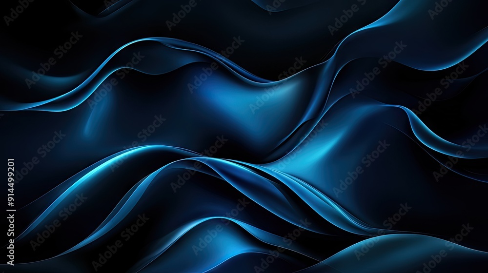 Poster dark abstract background with glowing waves, creating a mysterious and captivating design. perfect f