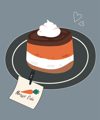 Cute Illustration with Carrot Mousse Cake Taste