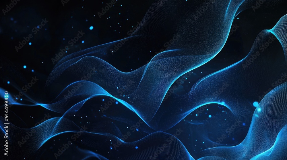 Aufkleber dark backdrop with glowing abstract waves, creating a dynamic and modern visual effect.