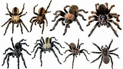 set of spider on a white background