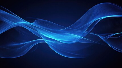 Dark blue abstract background with wave lines, ideal for technology banners, posters, covers, and brochures.