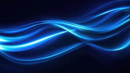 Dark blue backdrop with luminous wave lines, ideal for creating stylish and high-tech abstract effects.
