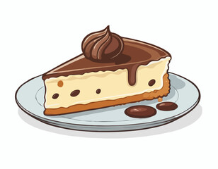 Cheese cake with chocolate cream isolated on white background 