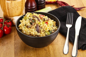 Bulgur with lamb and vegetables